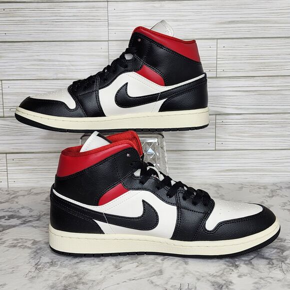 Nike Air Jordan 1 Mid Gym Red Panda Women's 11 Men's 9.5 BQ6472-061 NWOB - Picture 3 of 9